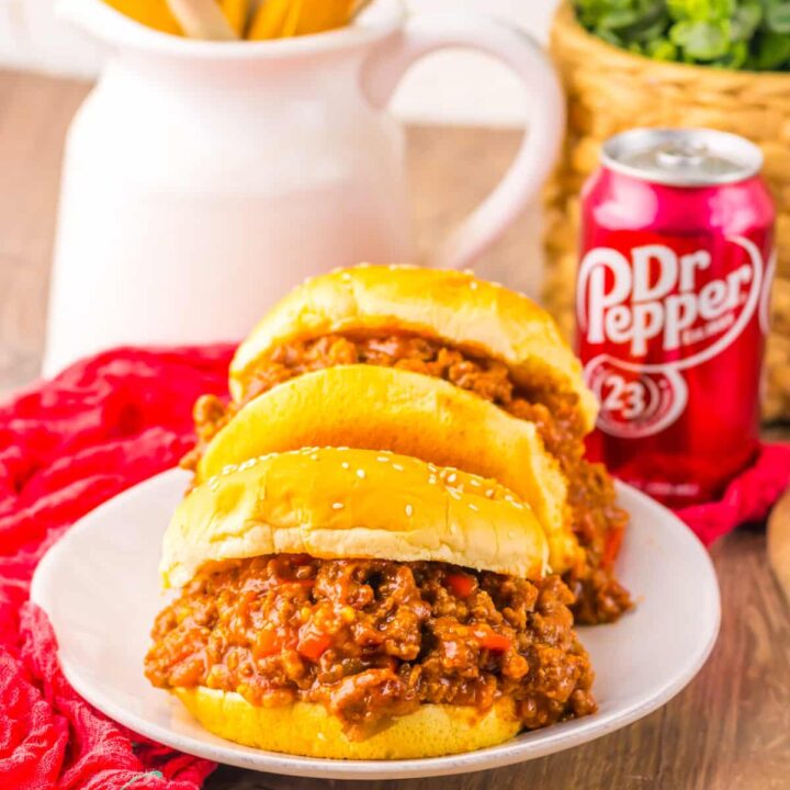 Slow Cooker Dr. Pepper Sloppy Joes plated