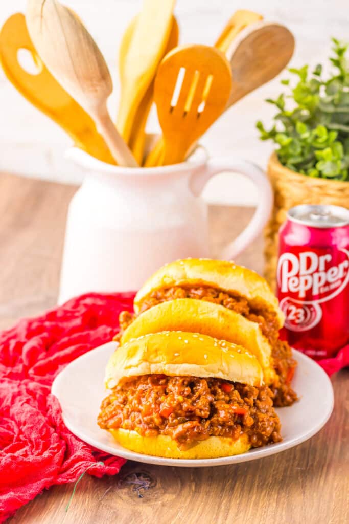 Slow Cooker Dr. Pepper Sloppy Joes plated