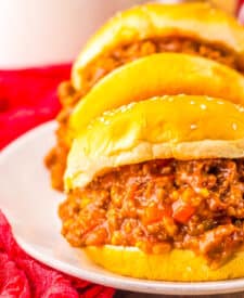 Slow Cooker Dr. Pepper Sloppy Joes plated