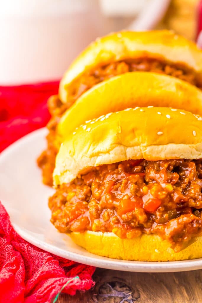 Slow Cooker Dr. Pepper Sloppy Joes plated