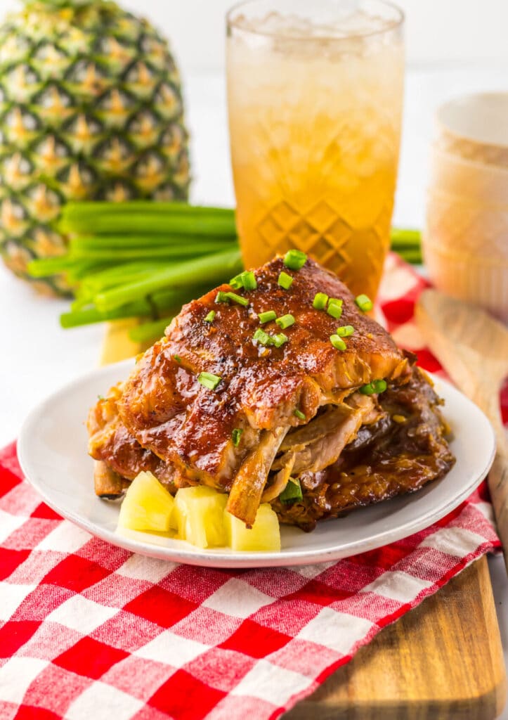 Slow Cooker Hawaiian Ribs plated