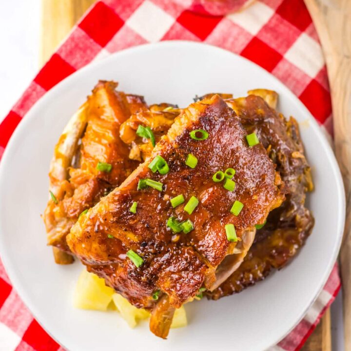 Slow Cooker Hawaiian Ribs plated