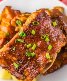 Slow Cooker Hawaiian Ribs plated