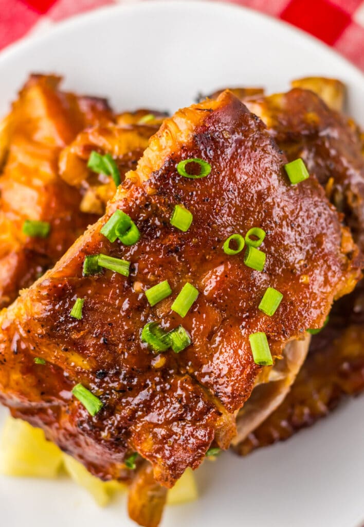 Slow Cooker Hawaiian Ribs plated