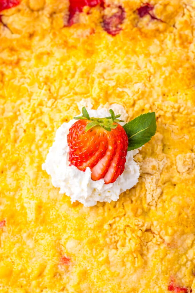 Strawberry Cheesecake Dump Cake baked