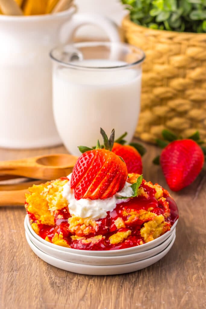 Strawberry Cheesecake Dump Cake plated