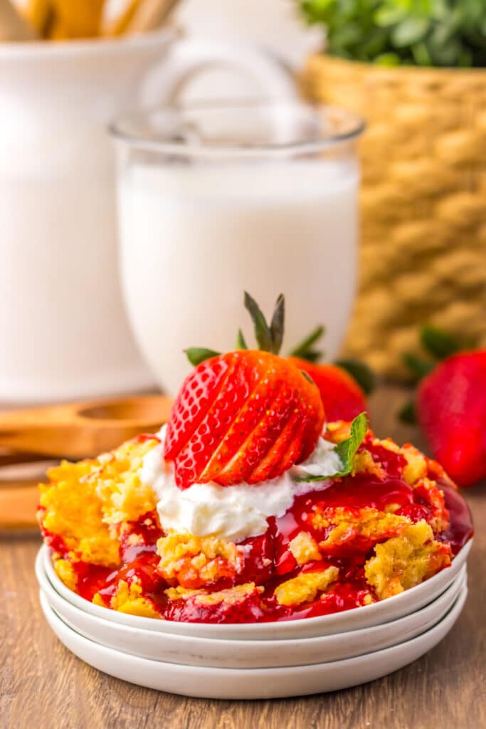 Strawberry Cheesecake Dump Cake plated