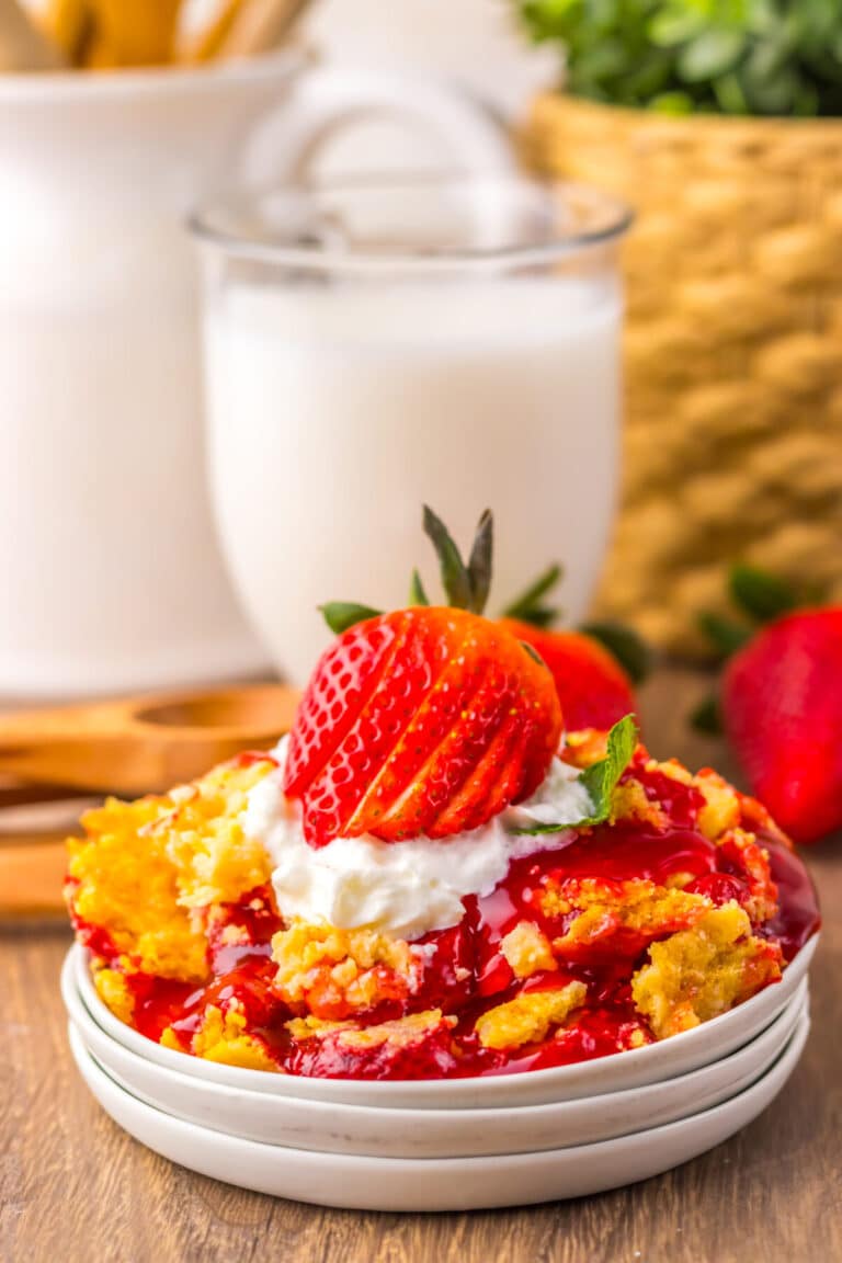 Strawberry Cheesecake Dump Cake plated