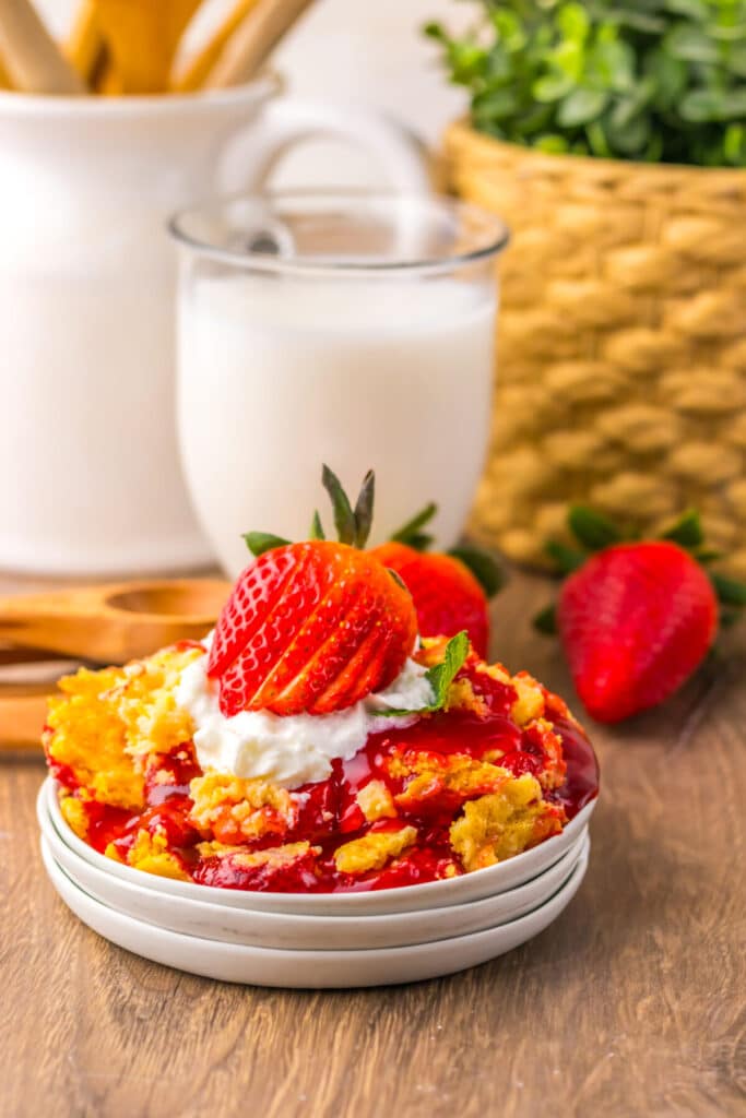 Strawberry Cheesecake Dump Cake plated