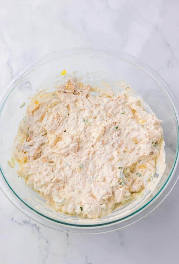 Hawaiian Chicken Salad mixed in bowl