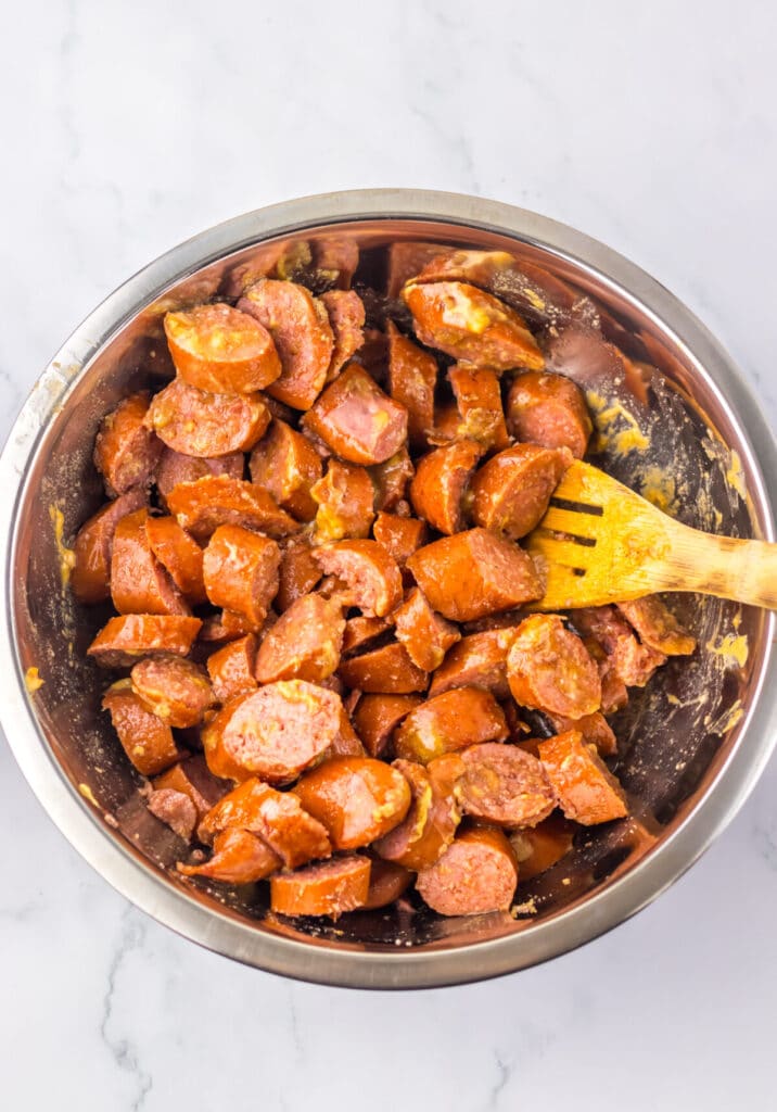 Slow Cooker Brown Sugar Kielbasa in bowl