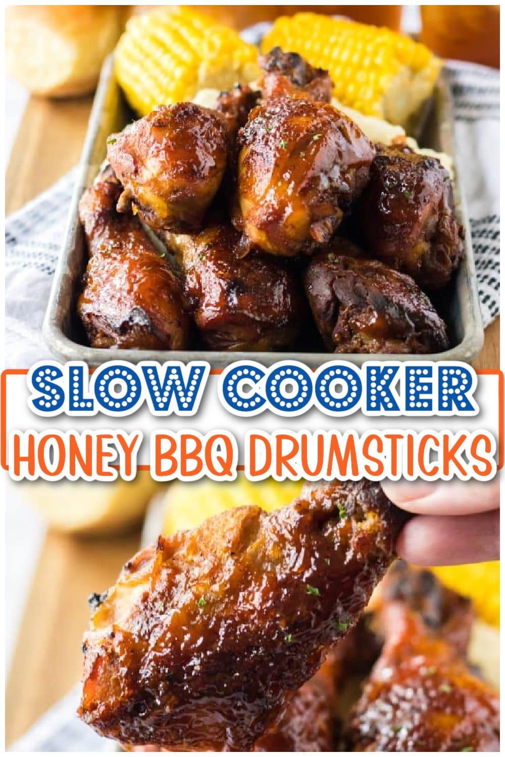 Slow Cooker Honey BBQ Drumsticks pin