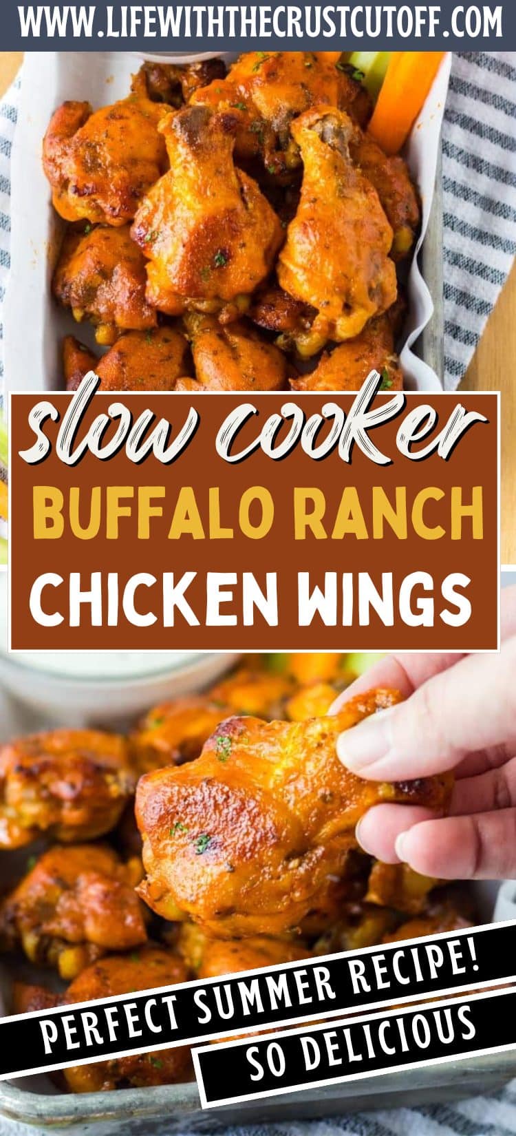 Slow Cooker Buffalo Ranch Chicken Wings pin