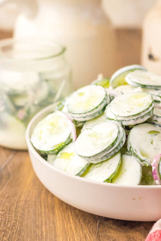 Creamy Cucumber Salad in bowl