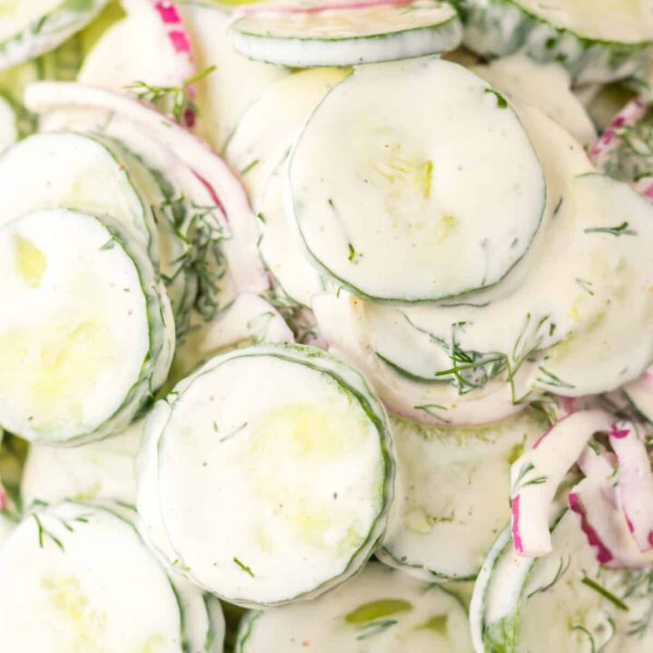 Creamy Cucumber Salad close up