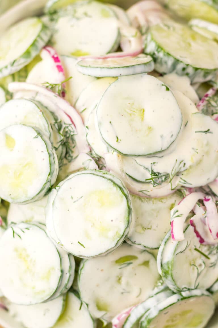 Creamy Cucumber Salad close up