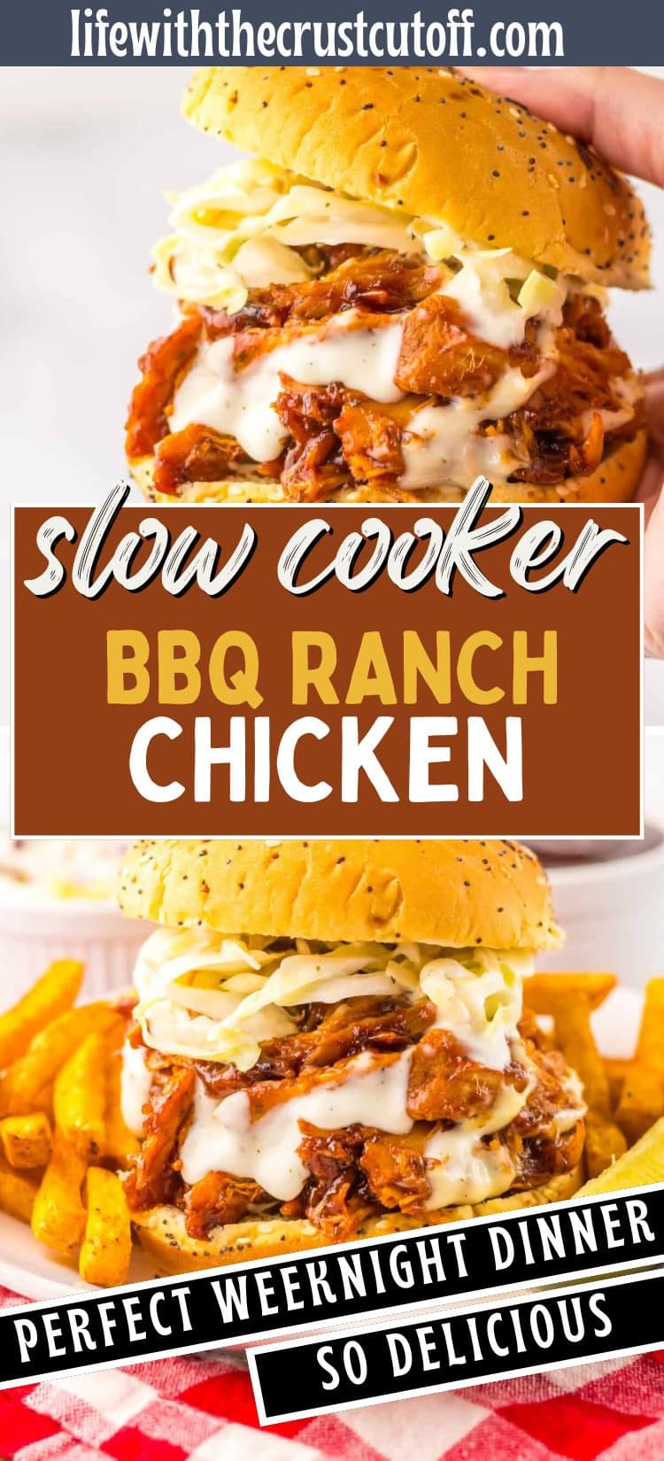 Slow Cooker BBQ Ranch Chicken Sandwiches pin