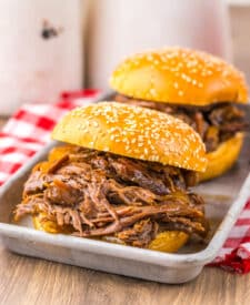 Slow Cooker Dr. Pepper Shredded Beef plated
