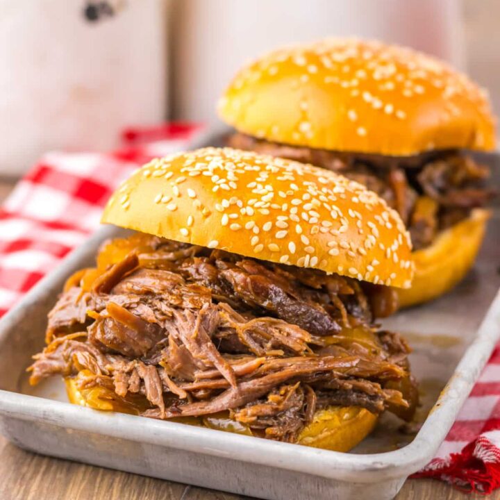 Slow Cooker Dr. Pepper Shredded Beef plated