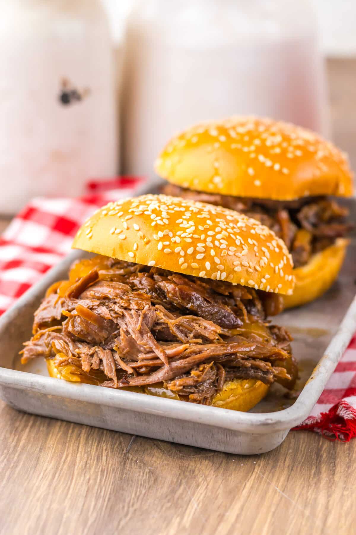 Slow Cooker Dr. Pepper Shredded Beef plated