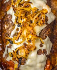 Slow Cooker French Onion Meatloaf in slow cooker