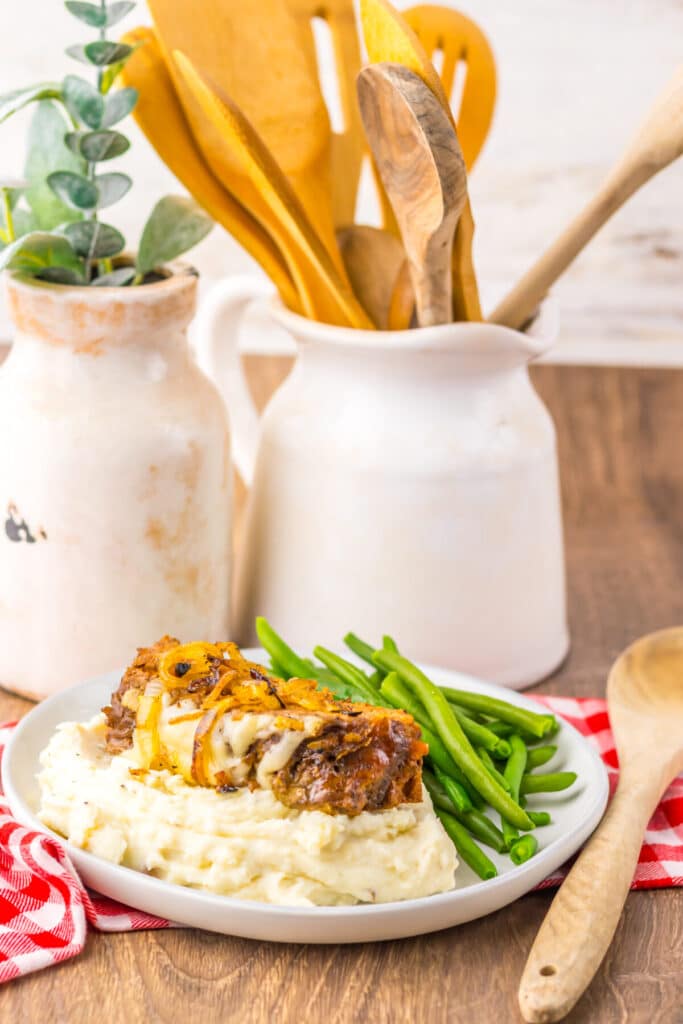 Slow Cooker French Onion Meatloaf plated