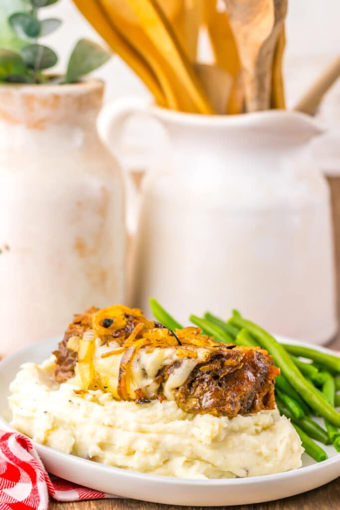 Slow Cooker French Onion Meatloaf plated