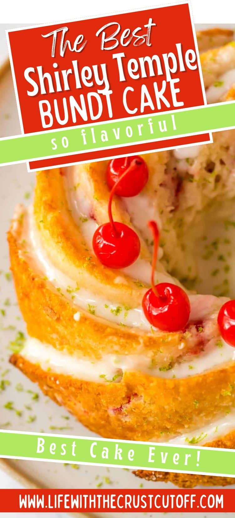 Shirley Temple cake with maraschino cherries and sweet glaze, inspired by the classic cherry soda drink