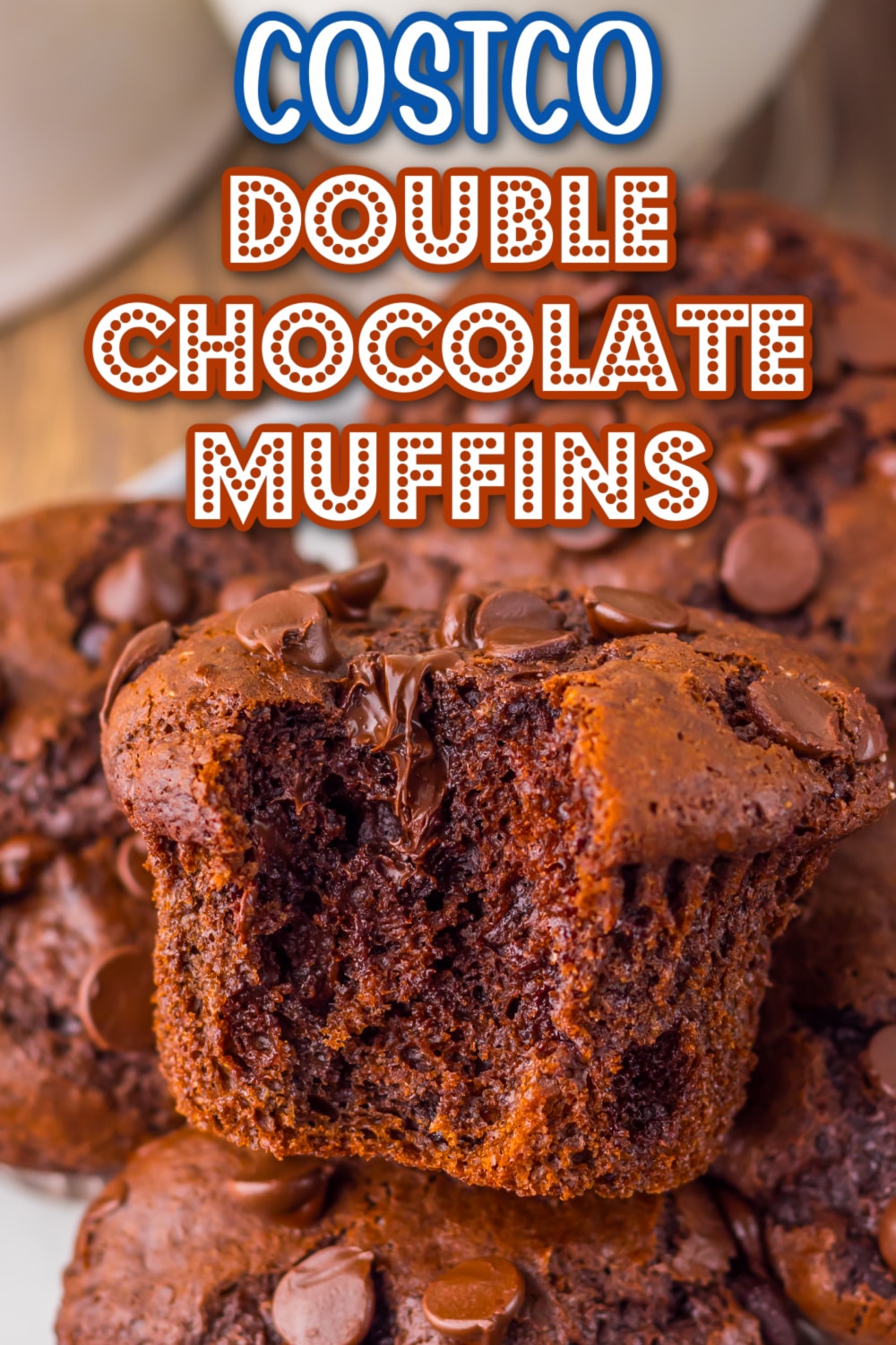 Costco double chocolate muffins with rich chocolate chips and moist texture, perfect for breakfast or dessert