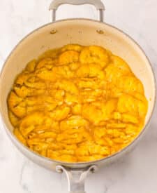 Crushed Ritz cracker mixture spread inside pan for mock apple pie filling