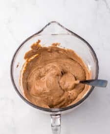 Mixing bowl with rich chocolate pudding for French silk slab pie