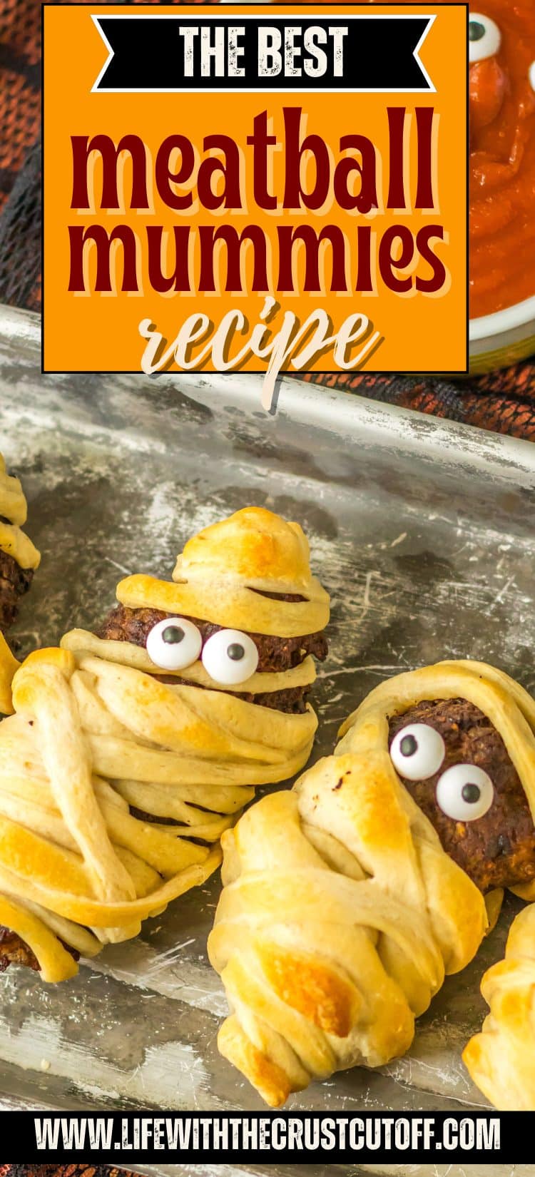 Meatballs wrapped in crescent dough strips