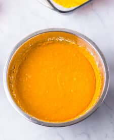 7. Mixing bowl filled with smooth pumpkin cream cheese mixture.