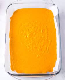 8. Pumpkin gooey butter bars baked in a pan before baking.