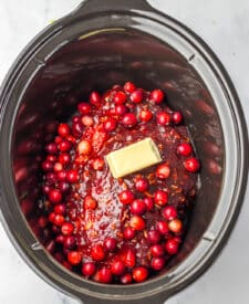 Slow Cooker Cranberry Roast Beef in slow cooker