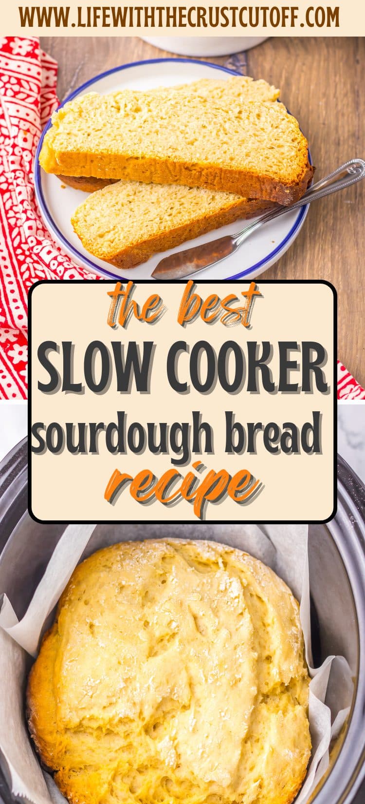 Easy sourdough bread baked in the slow cooker with golden crust.