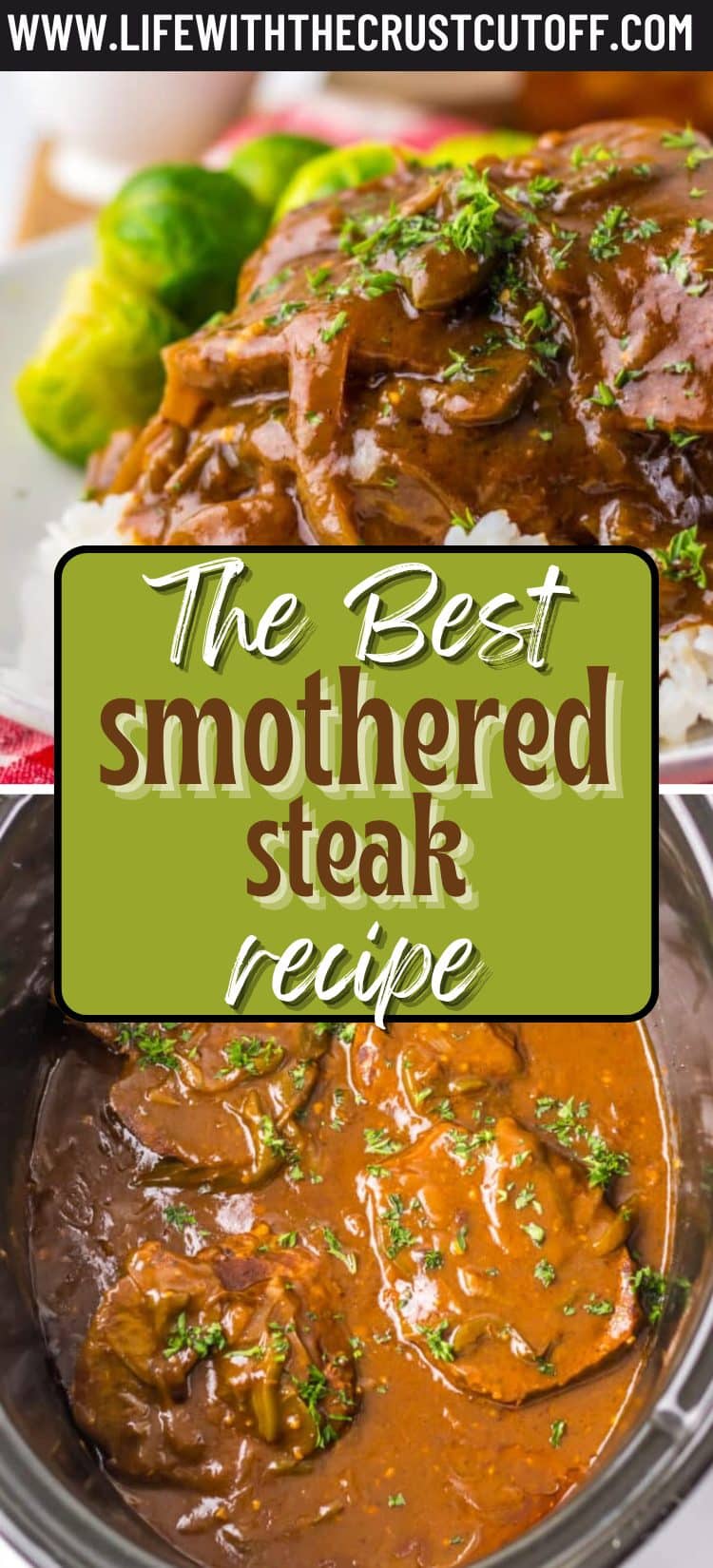 Tender smothered steak in rich brown gravy served with mashed potatoes.