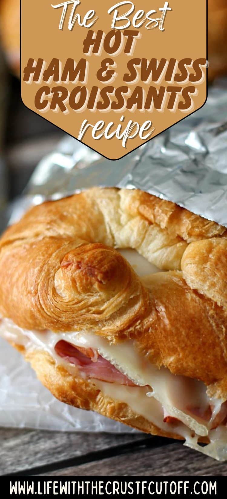 Hot ham and Swiss croissants fresh from the oven with melty cheese