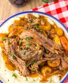 Slow cooker Coca Cola pot roast served on a plate