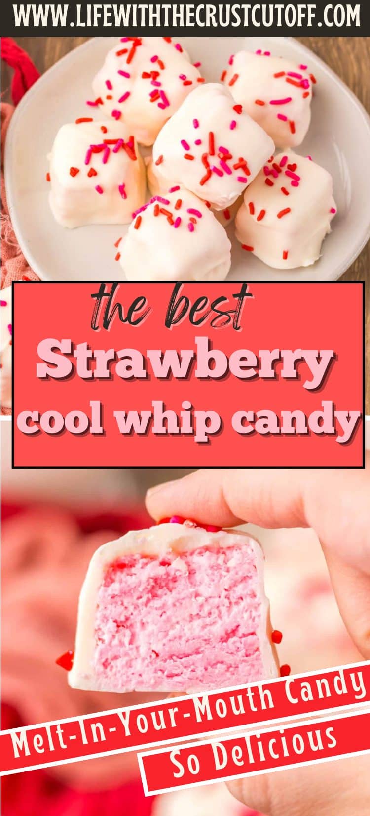 Strawberry Cool Whip candy squares with a creamy texture and strawberry flavor