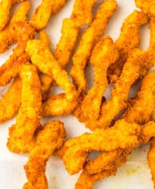 Crispy cooked copycat Burger King chicken fries.