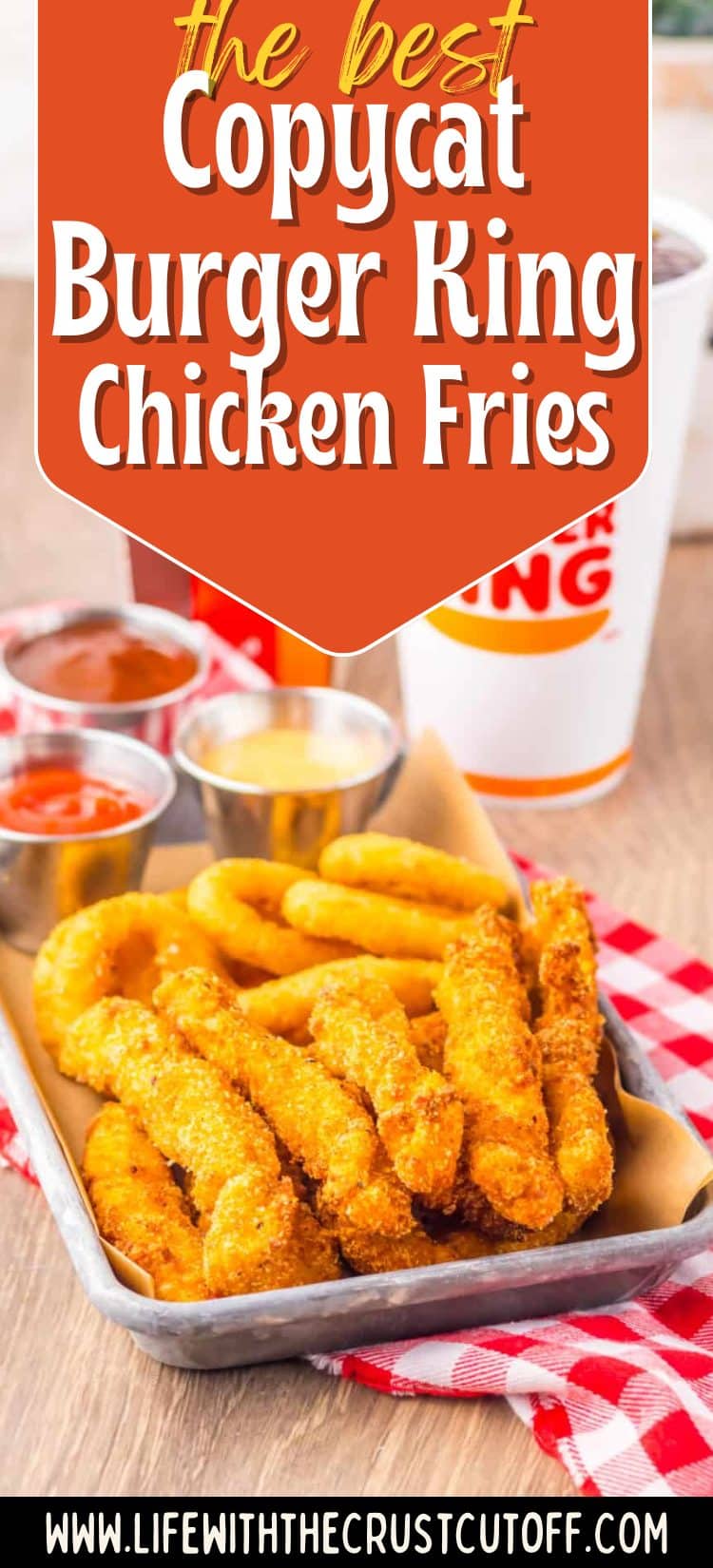Copycat Burger King chicken fries crispy and golden served with dipping sauce