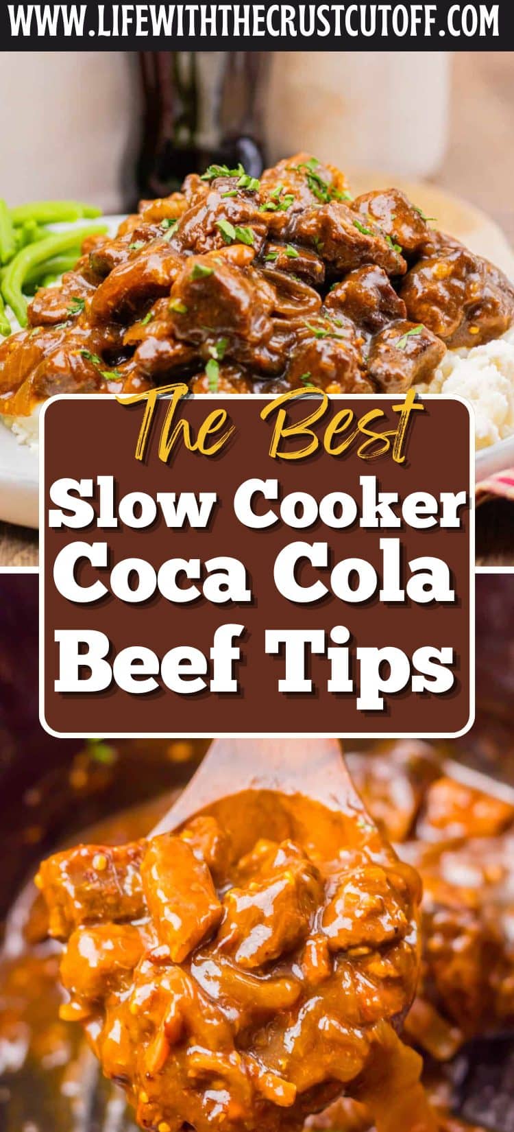 Slow cooker Coca Cola beef tips served over rice with rich savory gravy