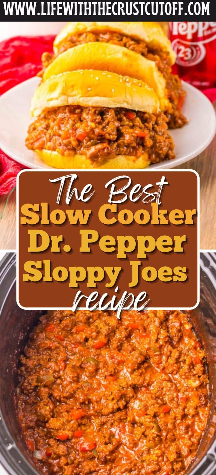 Slow cooker Dr Pepper sloppy joes served on toasted buns with saucy ground beef