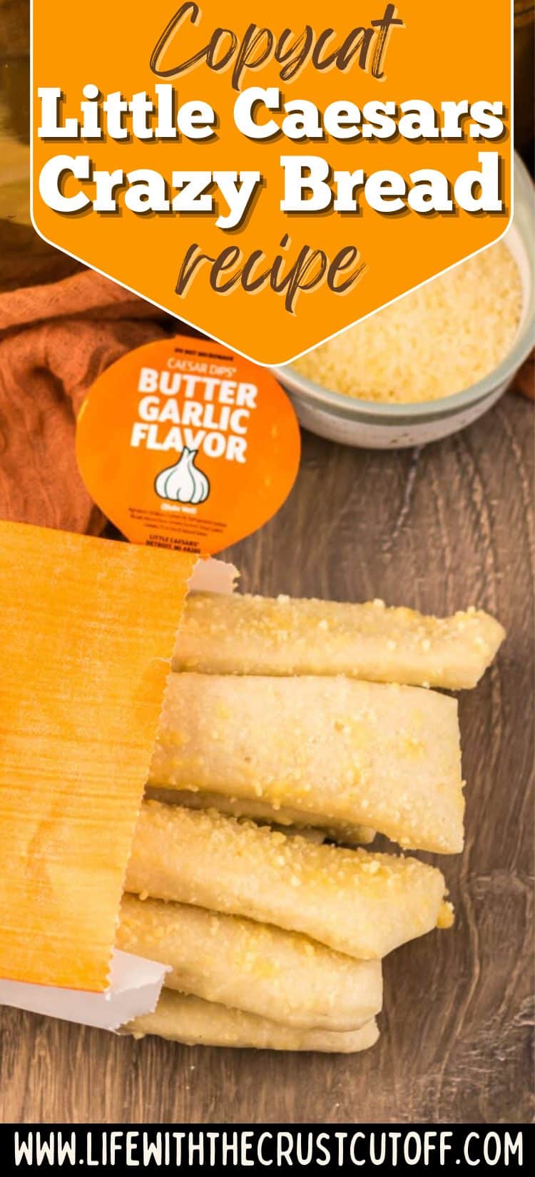 Copycat Little Caesars Crazy Bread brushed with garlic butter and parmesan cheese
