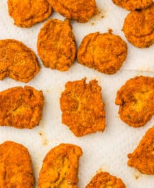 Crispy copycat Wendy’s spicy chicken nuggets fresh out of the fryer.