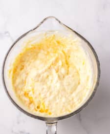 Whipped cream mixed for the pie filling.