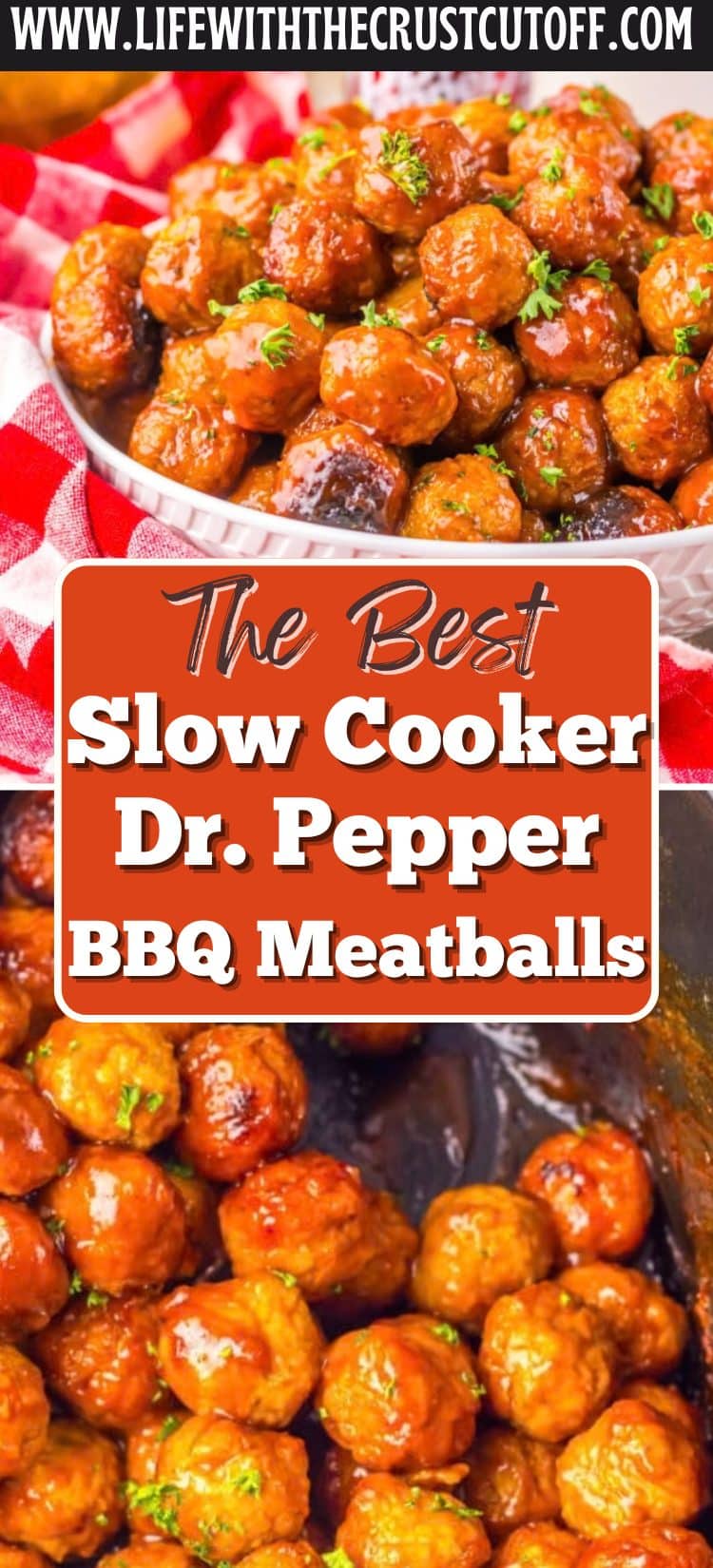 Slow cooker Dr Pepper BBQ meatballs coated in a sweet and tangy sauce