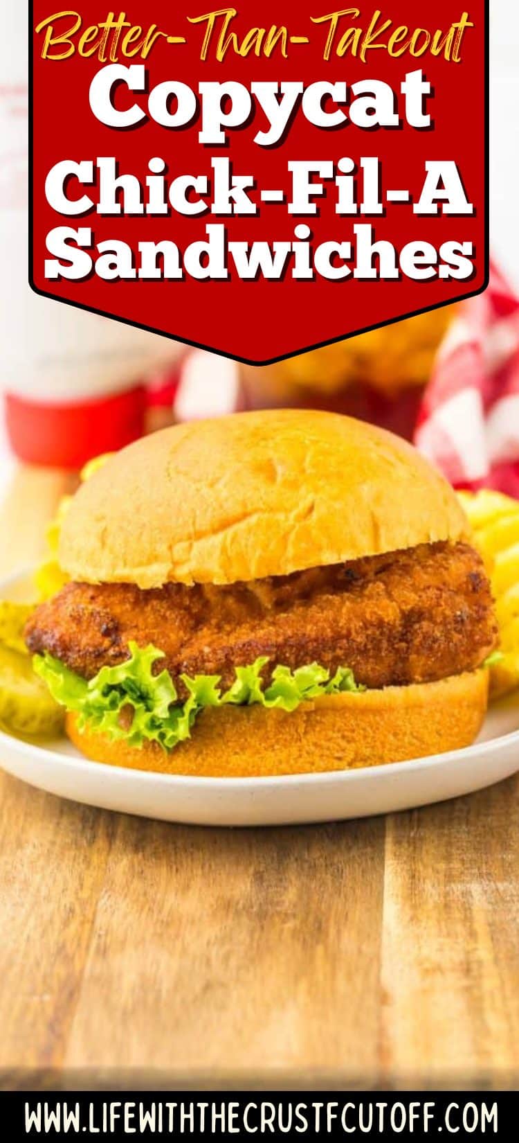 crispy copycat chick fil a chicken sandwich with pickles on a toasted bun