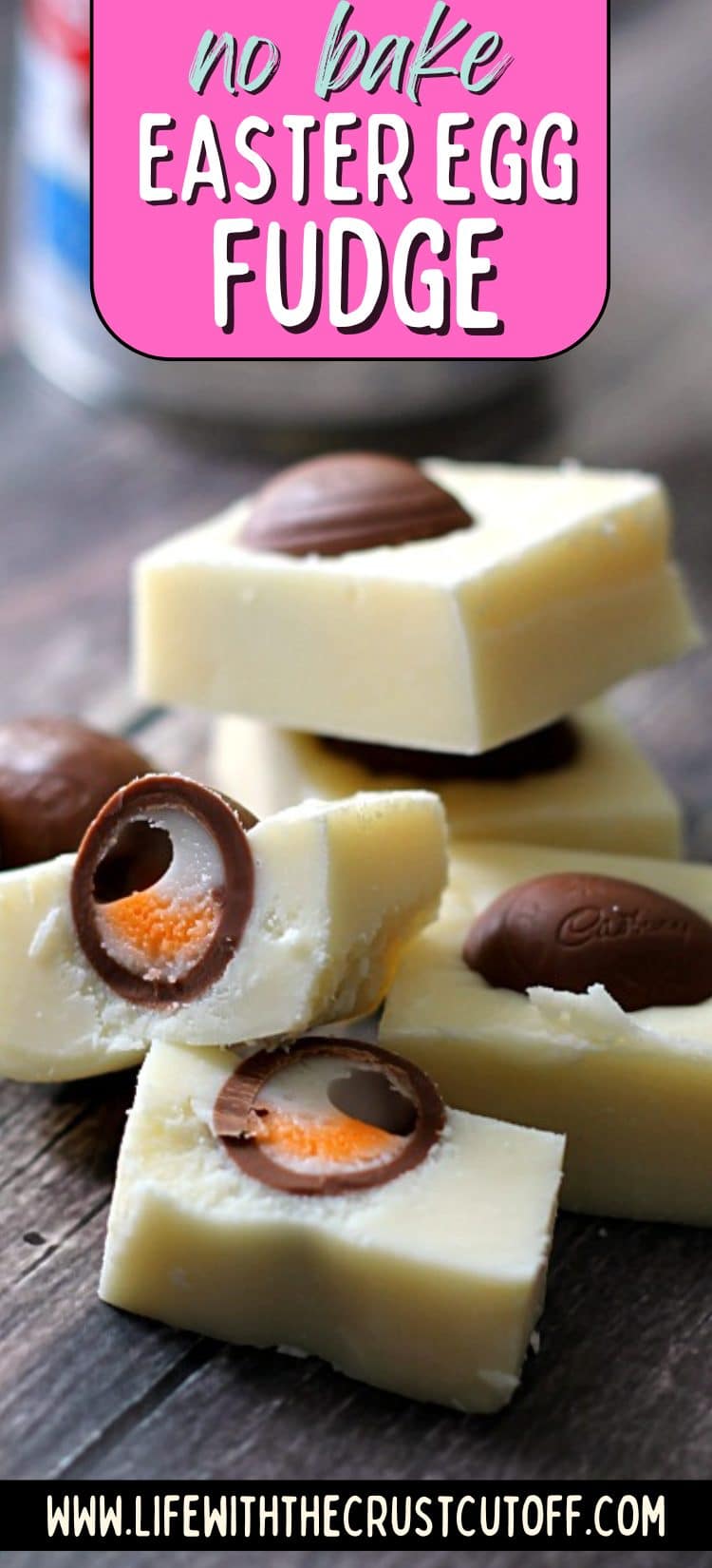 Easter egg fudge with chocolate and colorful candy eggs